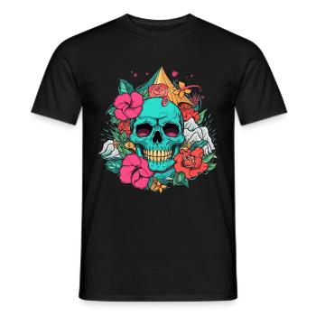 Skull Waves - Men's T-Shirt - black - Front - AI Model Male 178 light (178cm)