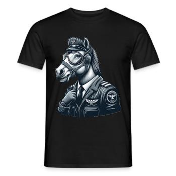 Cute Horse Pilot - Männer T-Shirt - Schwarz - Vorne - AI Model Male 178 light (178cm)