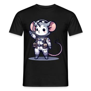 Cute Mouse Astronaut - Men's T-Shirt - black - Front - AI Model Male 178 light (178cm)