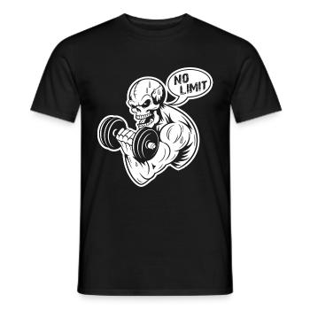 Bodybuilding Skull Workout and No Limit - Men's T-Shirt - black - Front - AI Model Male 178 light (178cm)