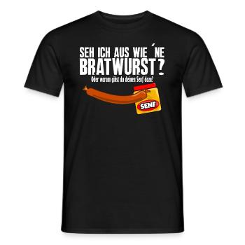 Seh ich aus wie ne Bratwurst - Lustiger Spruch - Männer T-Shirt - Schwarz - Vorne - AI Model Male 178 light (178cm)