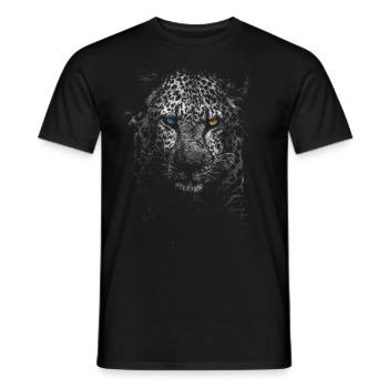 white leopard - Men's T-Shirt - black - Front - AI Model Male 178 light (178cm)
