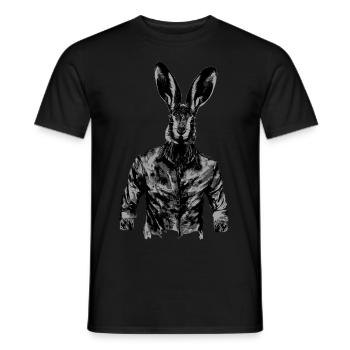 Lapin cool avec chemise. - T-shirt homme - noir - Devant - AI Model Male 178 light (178cm)