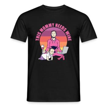 Mom needs wine Mother Wine lover - Men's T-Shirt - black - Front - AI Model Male 178 light (178cm)