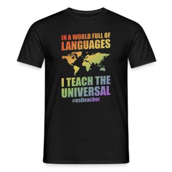 Enseignant d’anglais langue seconde |Langue anglaise |Pour les enseignants d’anglais langue seconde - T-shirt homme - noir - Devant - AI Model Male 178 light (178cm)