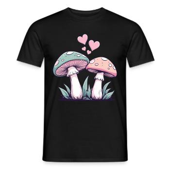 Champignons - Couple Coeurs - T-shirt homme - noir - Devant - AI Model Male 178 light (178cm)