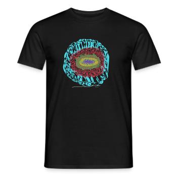 Line color finely decorated fruit bowl - Men's T-Shirt - black - Front - AI Model Male 178 light (178cm)