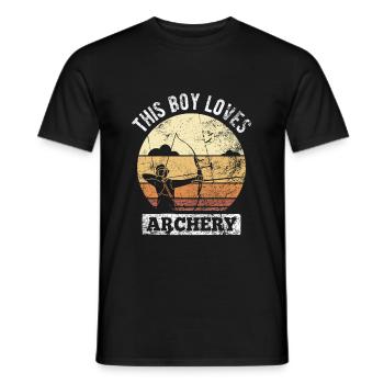 Retro Bogenschütze Bogenschießen Bogen - Männer T-Shirt - Schwarz - Vorne - AI Model Male 178 light (178cm)