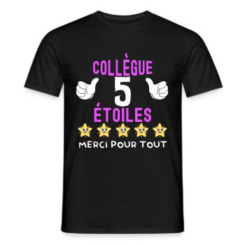 Collègue 5 étoiles message drôle départ entreprise - T-shirt homme - noir - Devant - AI Model Male 178 light (178cm)