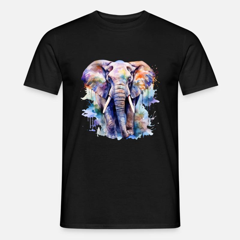 elefant, wasserfarben - Männer T-Shirt - Schwarz