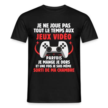 Jeux vidéo gaming humour cadeau gamer - T-shirt homme - noir - Devant - AI Model Male 178 light (178cm)