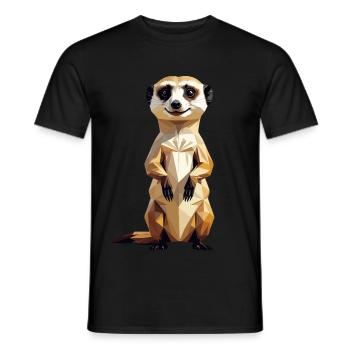 Polygon Meerkat – Funny Animal Design - Men's T-Shirt - black - Front - AI Model Male 178 light (178cm)