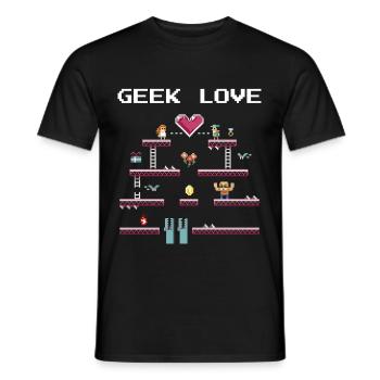 Geek Love Retro Pixel - Männer T-Shirt - Schwarz - Vorne - AI Model Male 178 light (178cm)