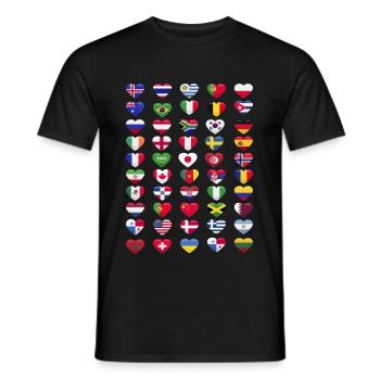 Drapeaux nationaux Drapeaux nationaux Forme du cœur - T-shirt homme - noir - Devant - AI Model Male 178 light (178cm)