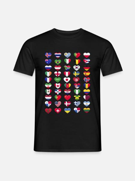 Nationalflaggen Landesflaggen Herzform - Männer T-Shirt - Schwarz