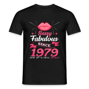 Born in 1979 - Men's T-Shirt - black - Front - AI Model Male 178 light (178cm)