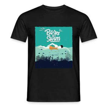 Born to swim gift idea birthday - Men's T-Shirt - black - Front - AI Model Male 178 light (178cm)