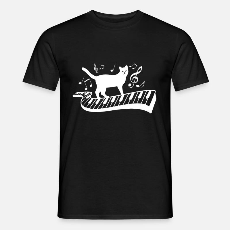 Klavier Katze - Männer T-Shirt - Schwarz