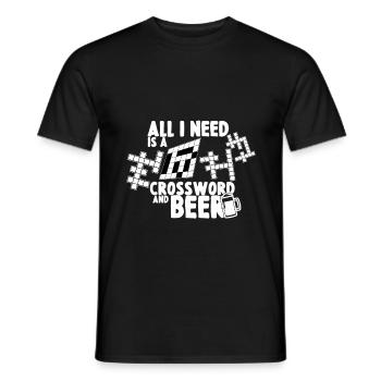 Mots croisés et bière - T-shirt homme - noir - Devant - AI Model Male 178 light (178cm)