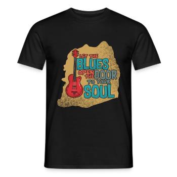 Let the blues open the door to the soul Gifts - Men's T-Shirt - black - Front - AI Model Male 178 light (178cm)
