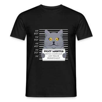 Britische Kurzhaar Katze - Männer T-Shirt - Schwarz - Vorne - AI Model Male 178 light (178cm)
