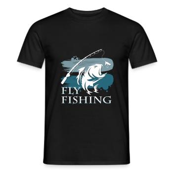 Fly fishing - Men's T-Shirt - black - Front - AI Model Male 178 light (178cm)
