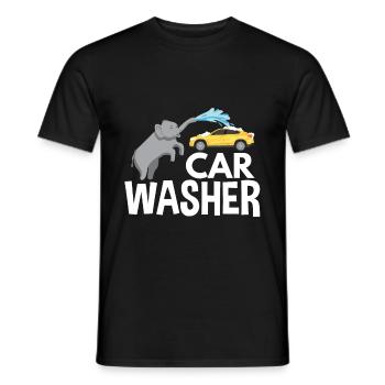 Ein Elefant der Autos wäscht mit dem Rüssel - Männer T-Shirt - Schwarz - Vorne - AI Model Male 178 light (178cm)