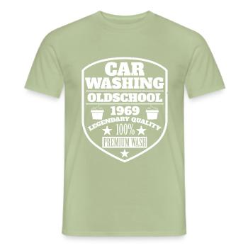 Lavage de voiture - T-shirt homme - vert sauge - Devant - AI Model Male 178 light (178cm)