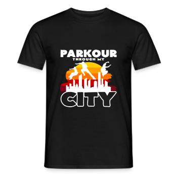 Parkour à travers mon style de rue urbain - T-shirt homme - noir - Devant - AI Model Male 178 light (178cm)