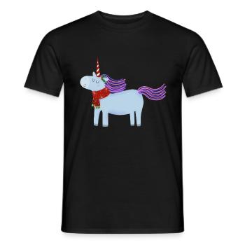 Weihnachtseinhorn mit Schal - Männer T-Shirt - Schwarz - Vorne - AI Model Male 178 light (178cm)