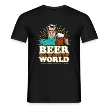 Funny Beer Will Change the World T-shirt - Männer T-Shirt - Schwarz - Vorne - AI Model Male 178 light (178cm)
