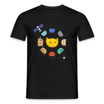 Le système solaire - Chat Satellite Spaceship - T-shirt homme - noir - Devant - AI Model Male 178 light (178cm)