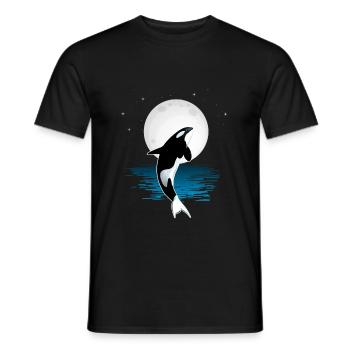Orca Schwertwal Mond Wal Meer Ozean Geschenk - Männer T-Shirt - Schwarz - Vorne - AI Model Male 178 light (178cm)