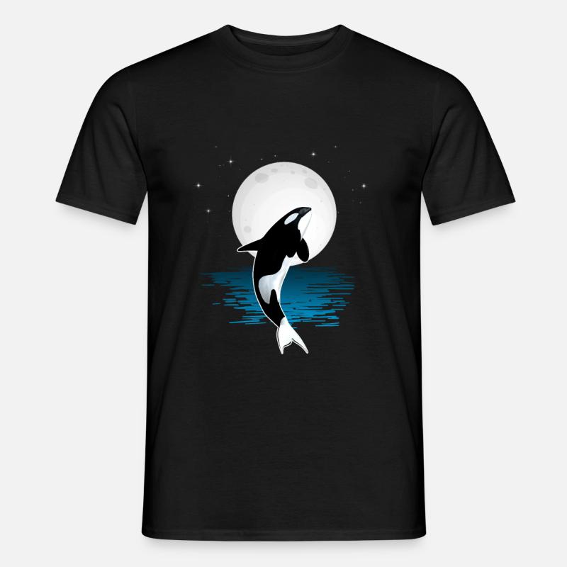 Orca Schwertwal Mond Wal Meer Ozean Geschenk - Männer T-Shirt - Schwarz