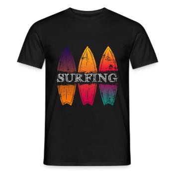 Surfbrett - Männer T-Shirt - Schwarz - Vorne - AI Model Male 178 light (178cm)