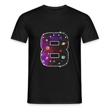 Astronaut 8th birthday - Men's T-Shirt - black - Front - AI Model Male 178 light (178cm)