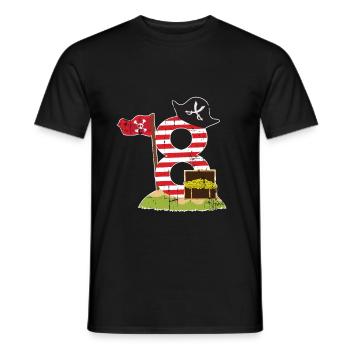 Pirate 8th birthday - Men's T-Shirt - black - Front - AI Model Male 178 light (178cm)