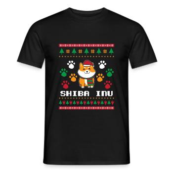 Shiba Inu Ugly Christmas Strickmuster Geschenk - Männer T-Shirt - Schwarz - Vorne - AI Model Male 178 light (178cm)
