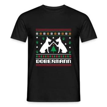 Ugly Christmas Dobermann Weihnachten Strickmuster - Männer T-Shirt - Schwarz - Vorne - AI Model Male 178 light (178cm)