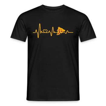 Heartbeat pizza pizza lover pizzeria fast food - Men's T-Shirt - black - Front - AI Model Male 178 light (178cm)