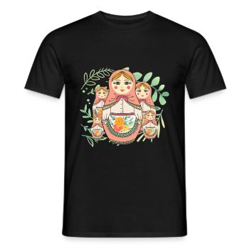 Matryoshka Russia Babushka doll - Men's T-Shirt - black - Front - AI Model Male 178 light (178cm)