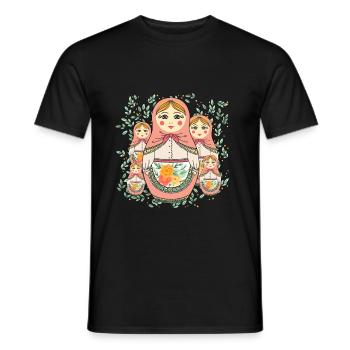 Poupée Matriochka Russie Babushka - T-shirt homme - noir - Devant - AI Model Male 178 light (178cm)