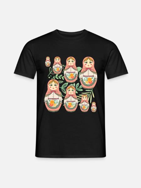 Poupée Matriochka Russie Babushka - T-shirt homme - noir