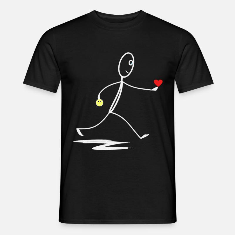 Herz - Herzlich - Strichmännchen - Männer T-Shirt - Schwarz