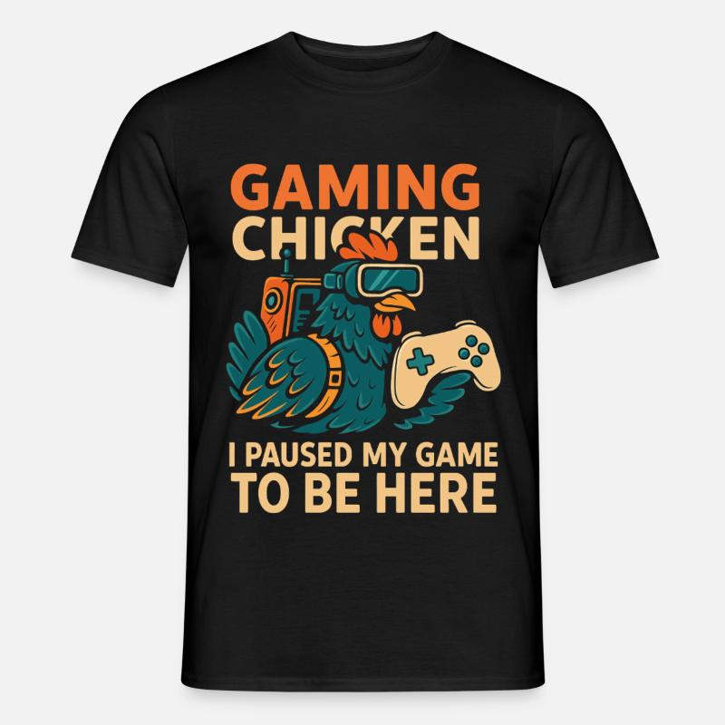 Gaming Chicken mit Controller - Männer T-Shirt - Schwarz