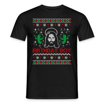 Jésus Anniversaire Garçon Laid Pull de Noël - T-shirt homme - noir - Devant - AI Model Male 178 light (178cm)