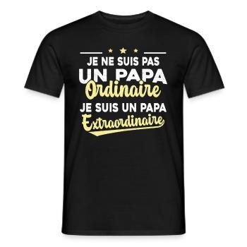 Pas Un Papa Ordinaire Je Suis Papa Extraordinaire - T-shirt homme - noir - Devant - AI Model Male 178 light (178cm)