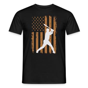 Vintage Baseball Player American Flag Patriotic - T-shirt homme - noir - Devant - AI Model Male 178 light (178cm)