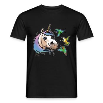Einhorn und Kolibris (weisse Umrisse - T-shirt homme - noir - Devant - AI Model Male 178 light (178cm)