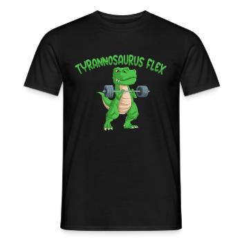 Tyrannosaurus Flex Fitness Gym Weight Training Dino - Men's T-Shirt - black - Front - AI Model Male 178 light (178cm)